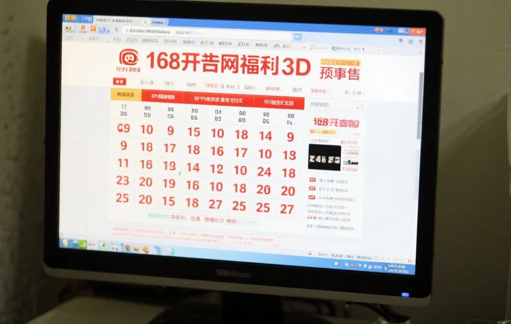 电脑屏幕上显示着168开奖网福彩3D开奖结果页面，画面清晰，突出开奖号码和开奖日期